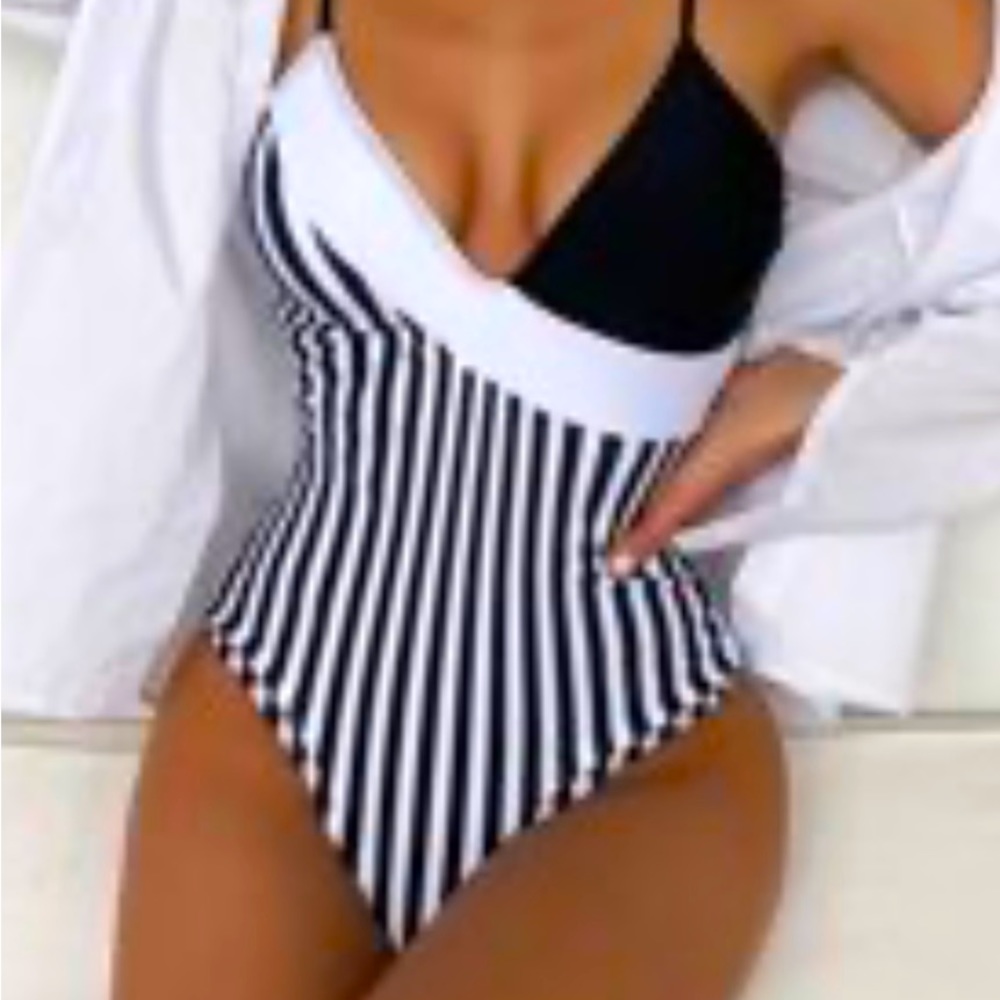 Striped One Piece Swimsuit